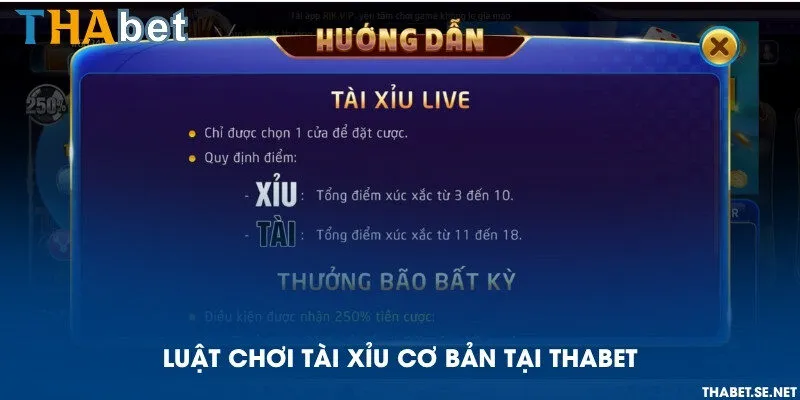Luật chơi Tài xỉu cơ bản tại THAbet